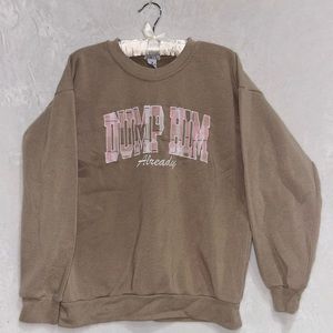Rue21 DUMP HIM sweatshirt, pink plaid writing